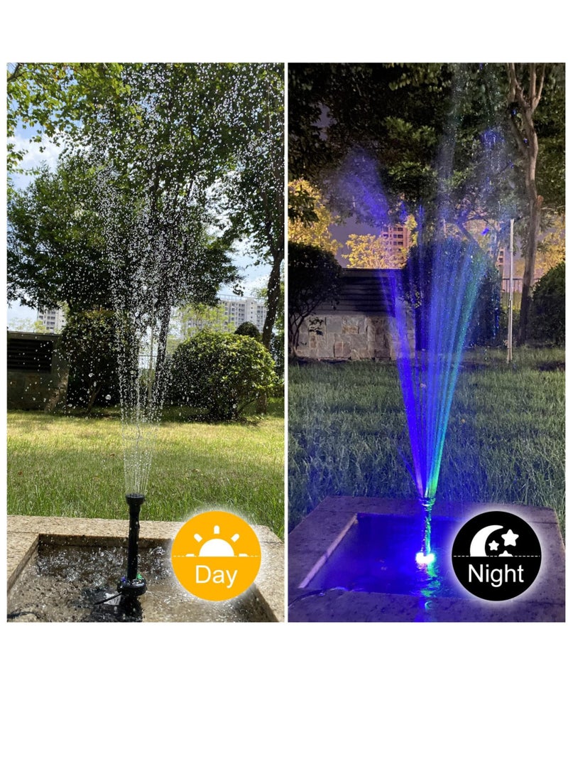 Submersible Pond Fountain Pump with colorful LED Light, 7.2ft Water Pump,Aquarium Pump with 3 Nozzles,Fountains Pump for Small Ponds,Garden, Aquariums, Fish Tanks, Indoor Outdoor Fountain