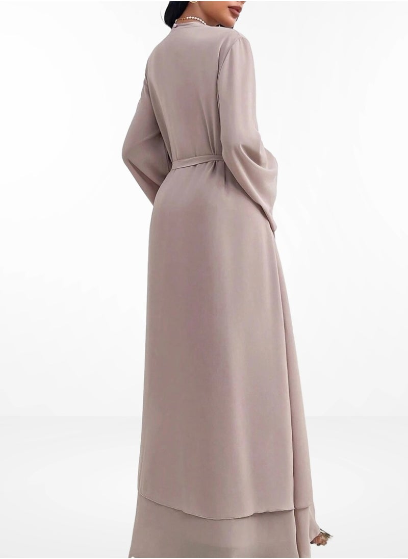 Elegant Pink Satin Abaya – Modern Style with Luxe Comfort