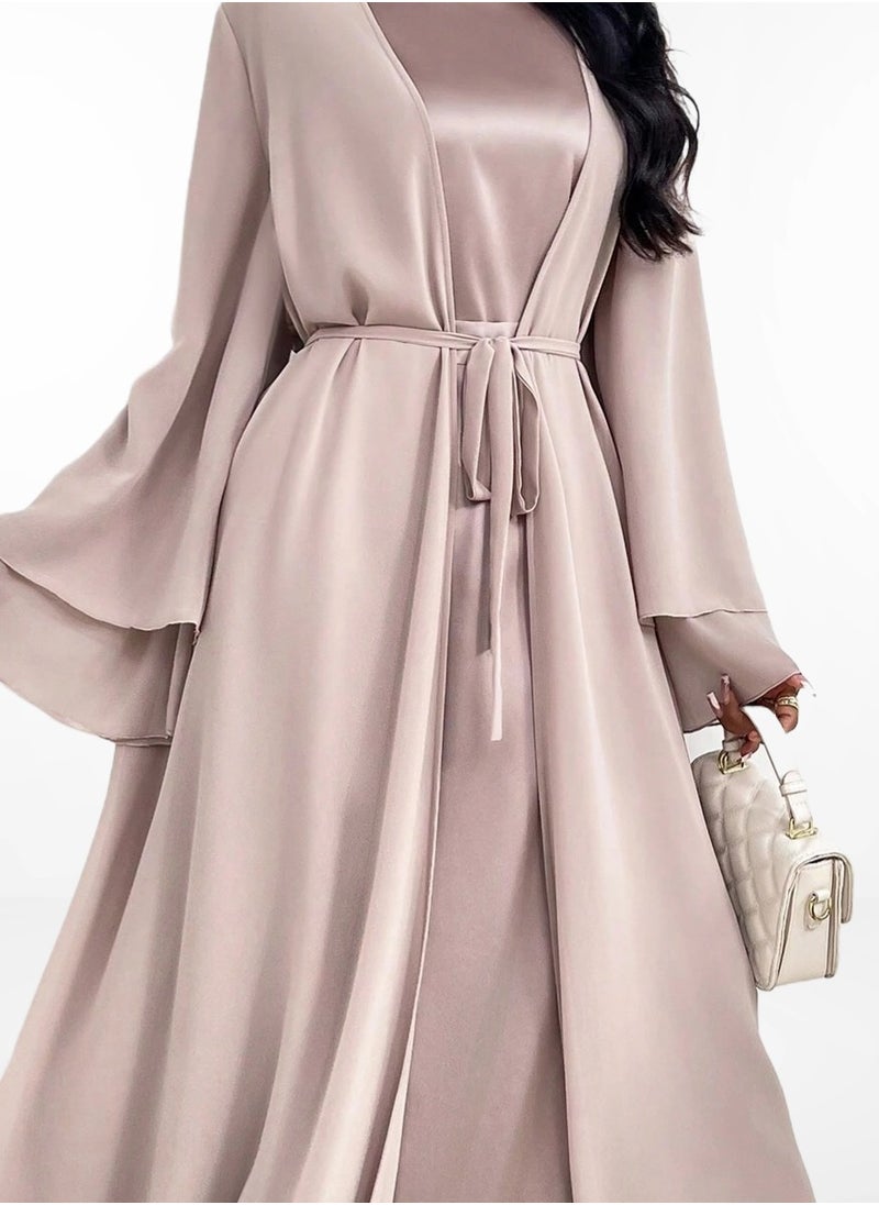 Elegant Pink Satin Abaya – Modern Style with Luxe Comfort