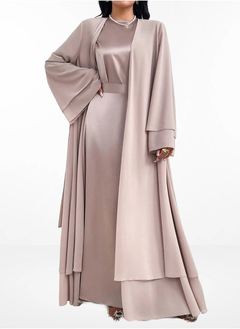 Elegant Pink Satin Abaya – Modern Style with Luxe Comfort