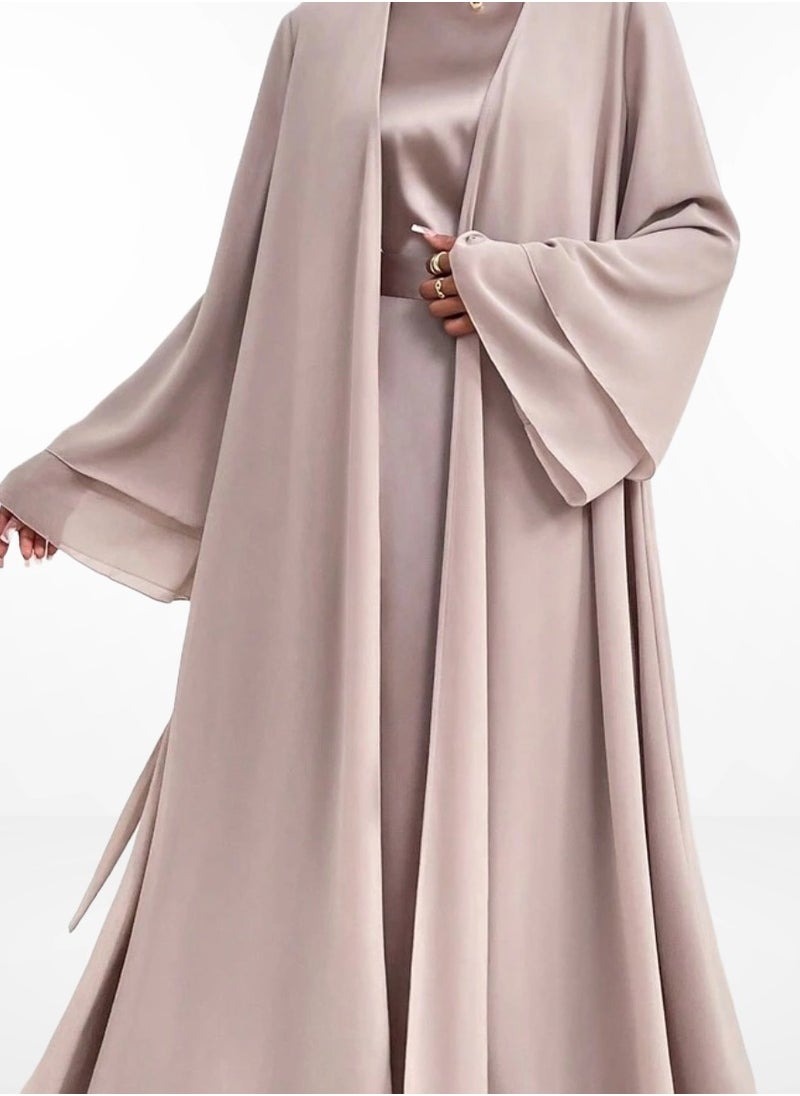 Elegant Pink Satin Abaya – Modern Style with Luxe Comfort