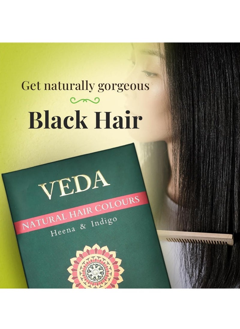 VEDA Natural Colours For Black Hair|Henna Powder, Indigo Powder, Hair Pack)|Long Lasting Natural Hair, 1 Count