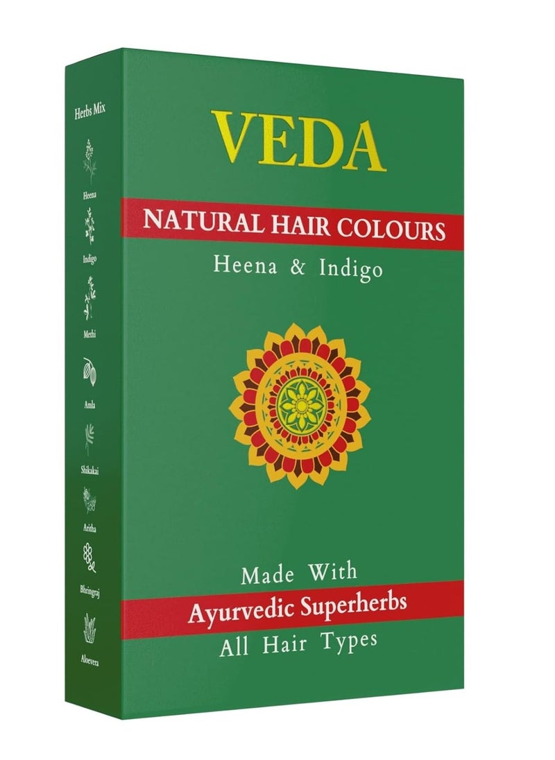 VEDA Natural Colours For Black Hair|Henna Powder, Indigo Powder, Hair Pack)|Long Lasting Natural Hair, 1 Count