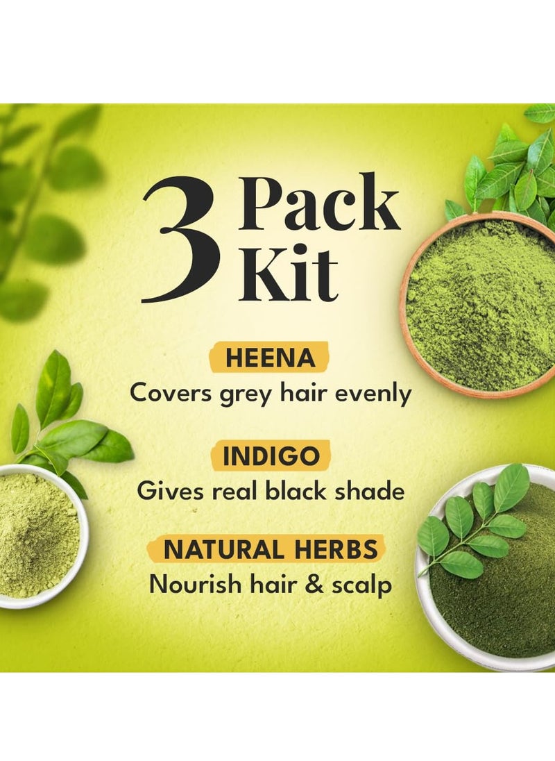 VEDA Natural Colours For Black Hair|Henna Powder, Indigo Powder, Hair Pack)|Long Lasting Natural Hair, 1 Count