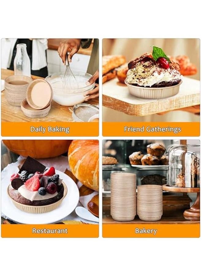 100pcs Paper Mini Tart Pans for Baking, mini pie tins 4Inch Mini Pie Pans, Non-stick, Oven safe, Microwave safe