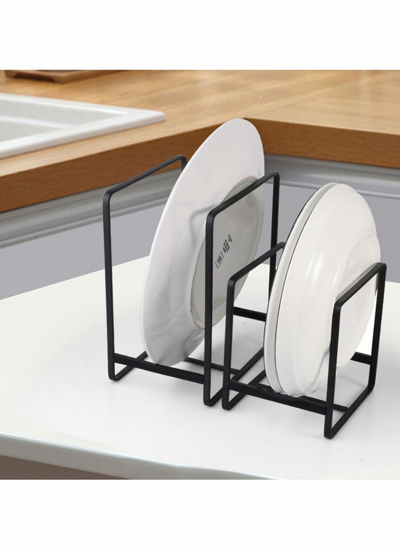 2 Pack Dish Plate Organizer Rack Metal Storage Drying Large Drainer Non-Slip Rustproof Holder Stand for Cabinet Counter Cupboard