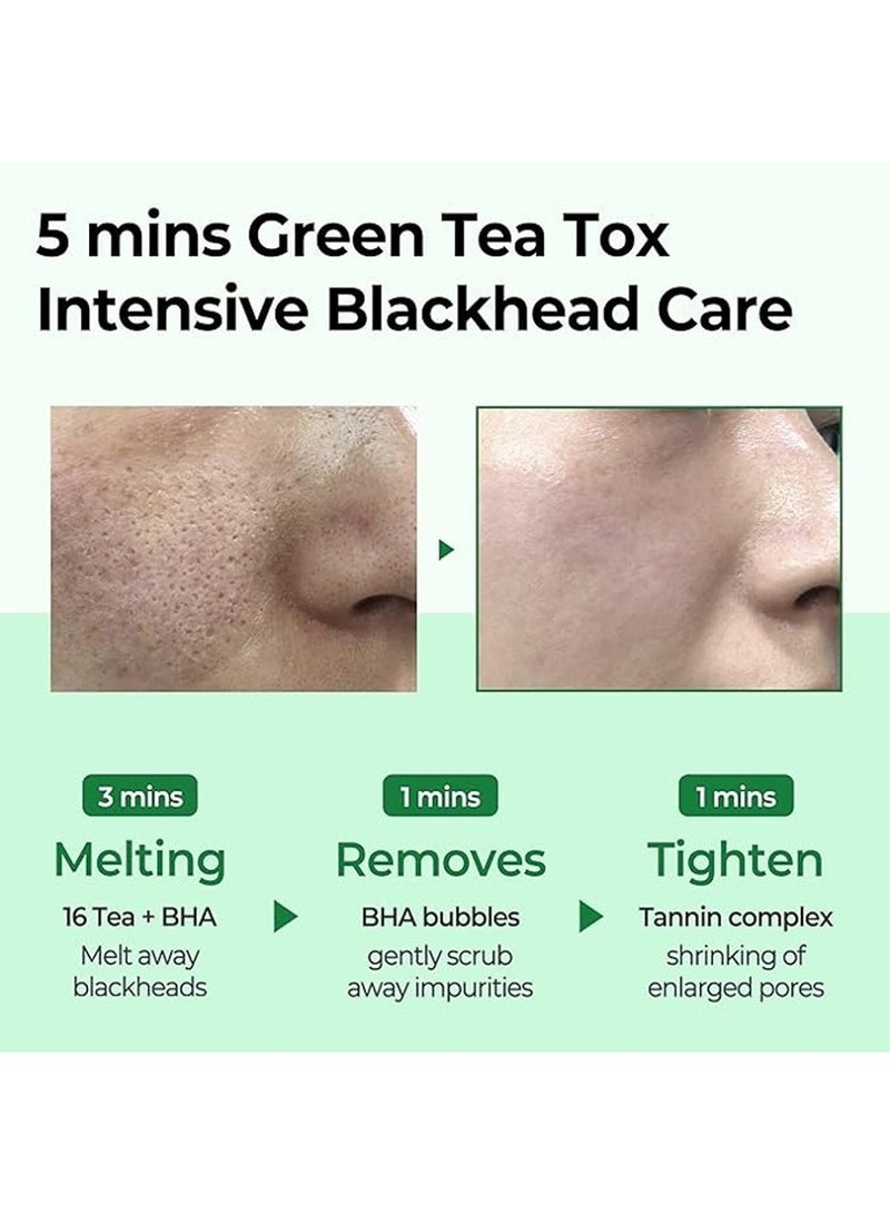 Bye Bye Blackhead 30 Days Miracle Green Tea Tox Bubble Cleanser - Korean Face Wash For Removing Blackhead - Daily Pore Minimizer For Face Skin Texture 120grams