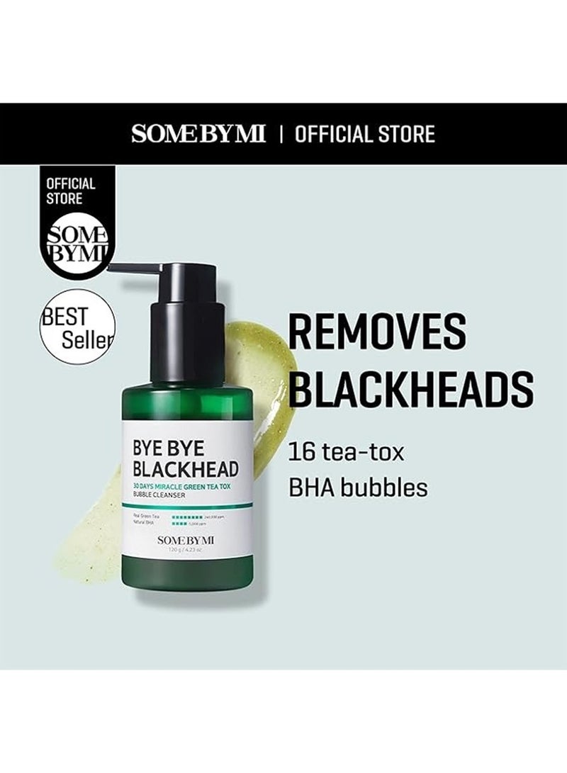 Bye Bye Blackhead 30 Days Miracle Green Tea Tox Bubble Cleanser - Korean Face Wash For Removing Blackhead - Daily Pore Minimizer For Face Skin Texture 120grams