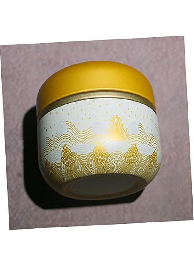 4pcs Mini Tea Can Jar Candles Cereal Container Tin Canister Tea Containers Small Candle Tins Empty Tea Tins Candy Storage Tins Tinplate Tea Jar Mini Tea Jars Tea Storage Jar Yellow