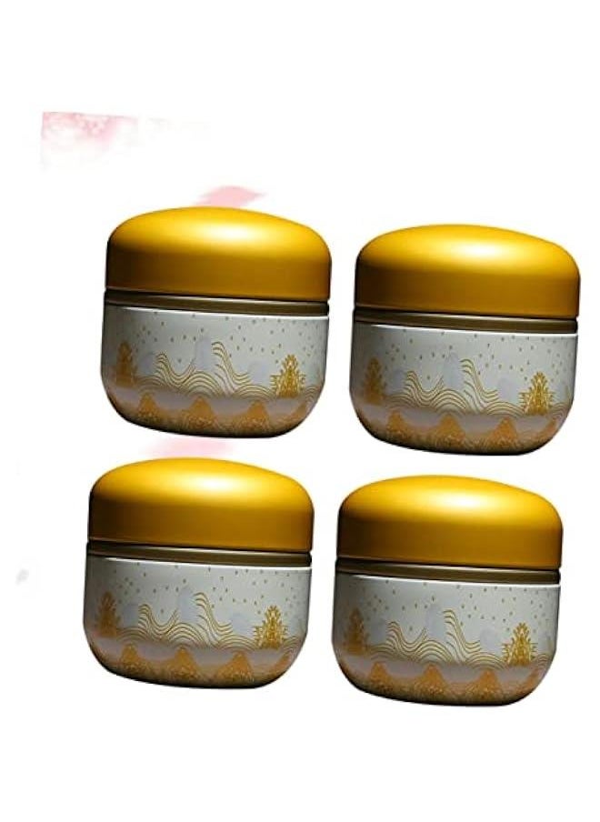 4pcs Mini Tea Can Jar Candles Cereal Container Tin Canister Tea Containers Small Candle Tins Empty Tea Tins Candy Storage Tins Tinplate Tea Jar Mini Tea Jars Tea Storage Jar Yellow