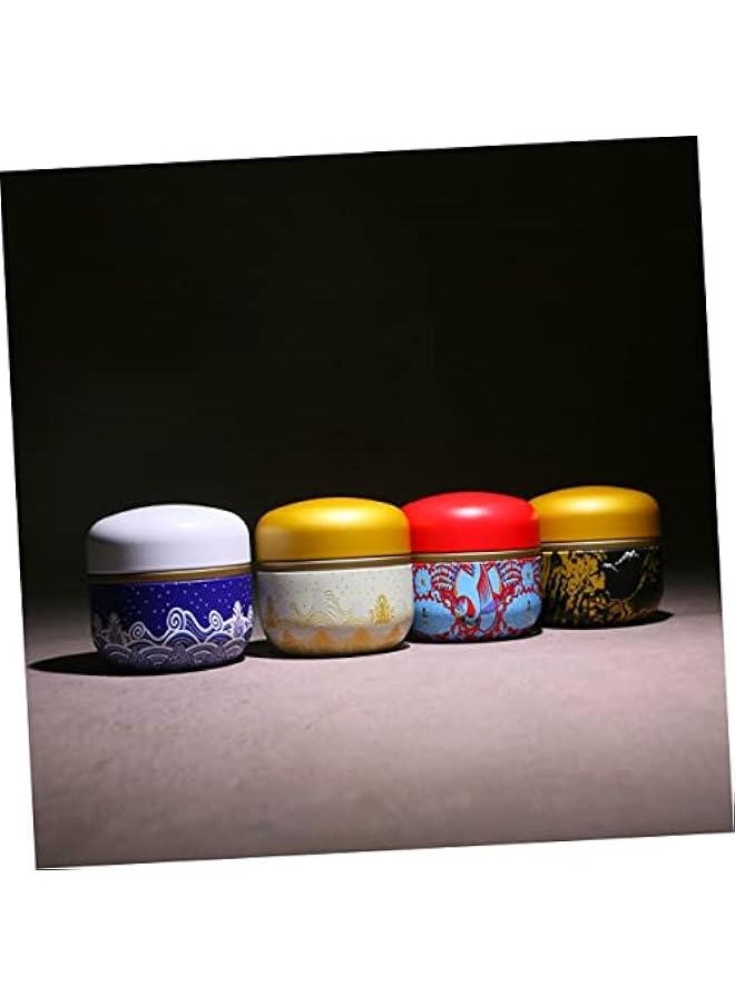 4pcs Mini Tea Can Jar Candles Cereal Container Tin Canister Tea Containers Small Candle Tins Empty Tea Tins Candy Storage Tins Tinplate Tea Jar Mini Tea Jars Tea Storage Jar Yellow