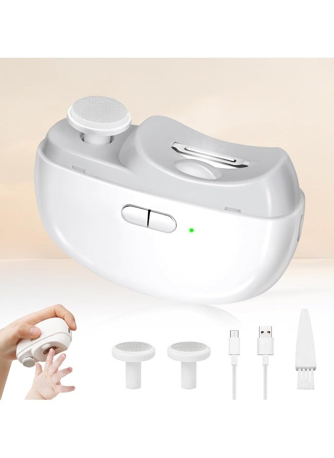 2 in 1 Rechargeable Electric Portable Fingernail Cutter/Nail Clipper for Baby, Kids, Adults, Seniors White