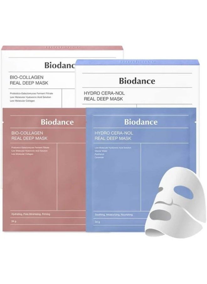 Bio-Collagen Real Deep Mask 34gx4ea and Biodance Hydro Cera-nol Real Deep Mask 34gx4ea Bundle (Pack of 2)