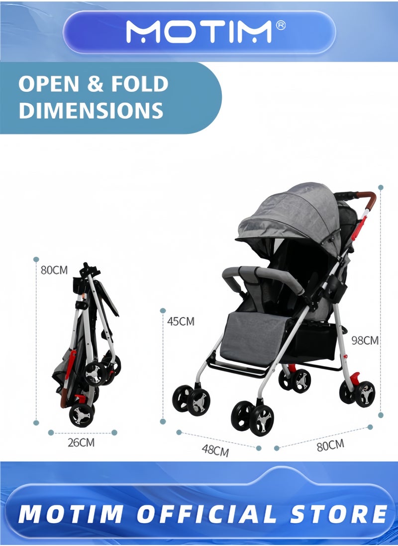 Baby Stroller Lightweight Infant Stroller with Compact Fold Multi-position Recline Umbrella Stroller with Canopy Extra Large Storage and Cup Holder for Infant and Toddler