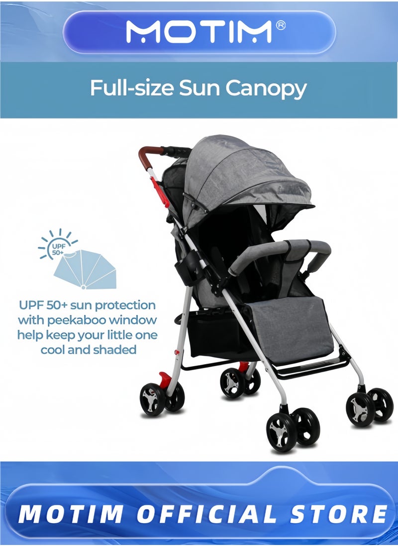 Baby Stroller Lightweight Infant Stroller with Compact Fold Multi-position Recline Umbrella Stroller with Canopy Extra Large Storage and Cup Holder for Infant and Toddler