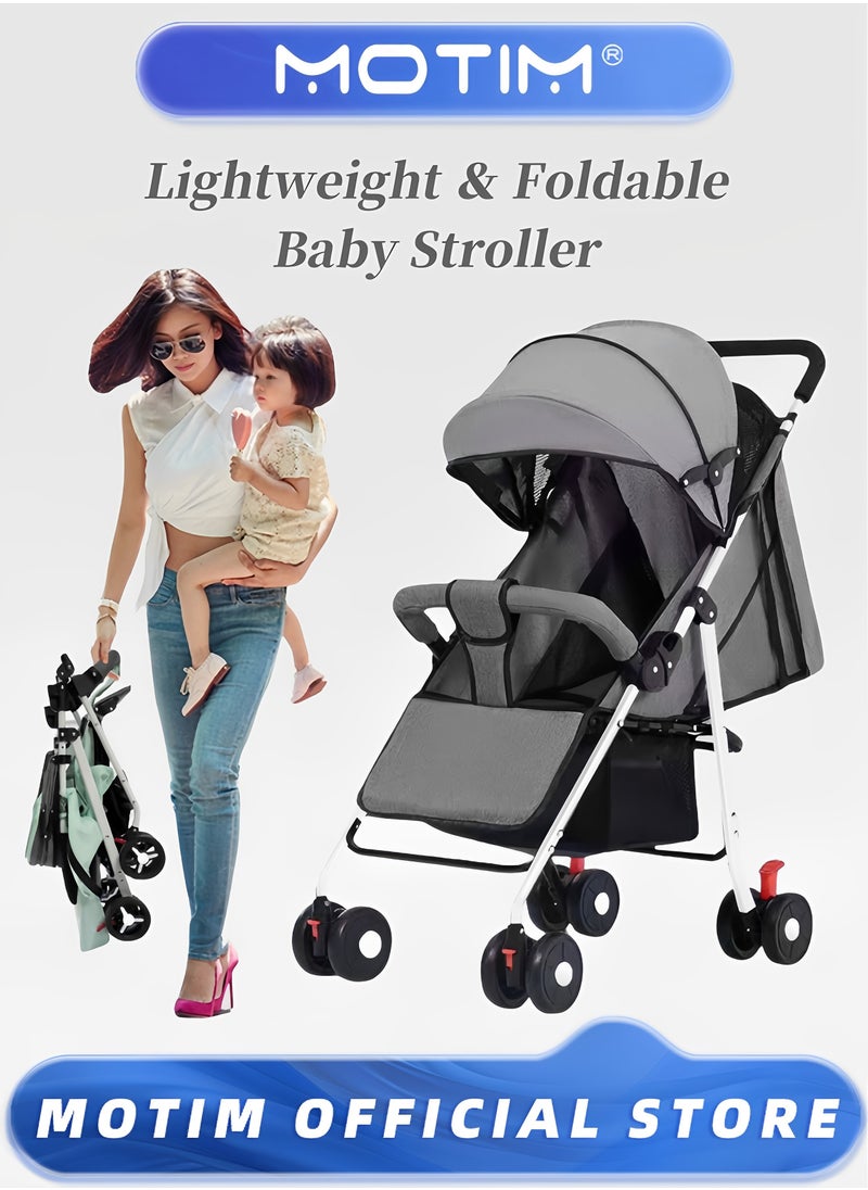 Baby Stroller Lightweight Infant Stroller with Compact Fold Multi-position Recline Umbrella Stroller with Canopy Extra Large Storage and Cup Holder for Infant and Toddler