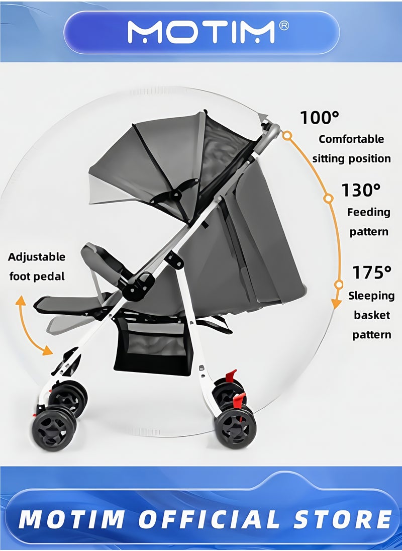 Baby Stroller Lightweight Infant Stroller with Compact Fold Multi-position Recline Umbrella Stroller with Canopy Extra Large Storage and Cup Holder for Infant and Toddler