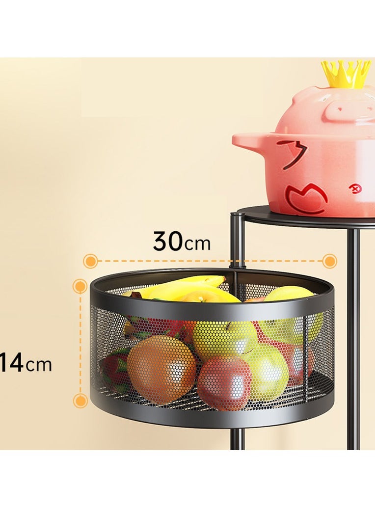 5-Tier Kitchen Rotating Storage Rack | Floor-Standing Multi-Layer Shelf with Lockable Wheels | Metal Vegetable Basket Organizer for Potato, Onion, Fruit | 360° Rotating Wire Rack for Kitchen, Living Room, Bathroom