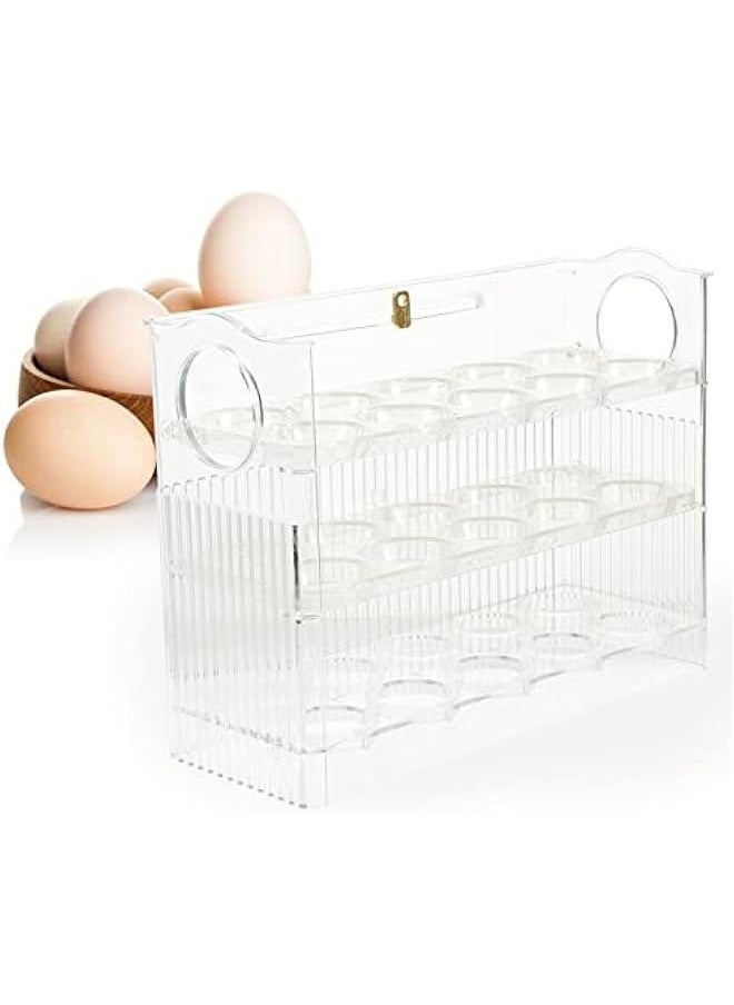 Egg Storage Box Refrigerator Egg Holder Kitchen Egg Tray Decor Tray Container with Lid Deviled Egg Container Flip Egg Organizer Egg Rack Multi-layers Eggs Holder Dedicated Bracket