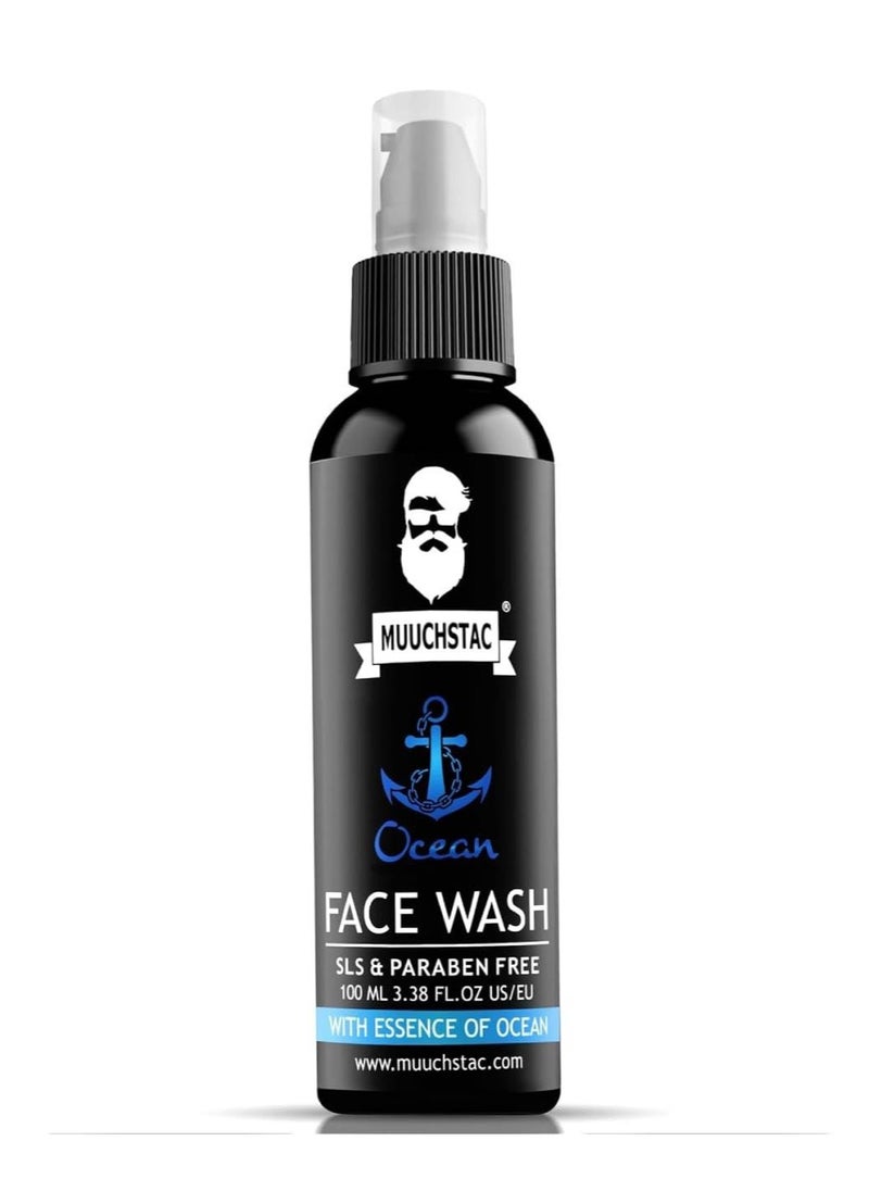 Muuchstac Ocean Face Wash for Men | Fight Acne & Pimples, Brighten Skin, Clears Dirt, Oil Control, Refreshing Feel - Multi-Action Formula (100 ml)