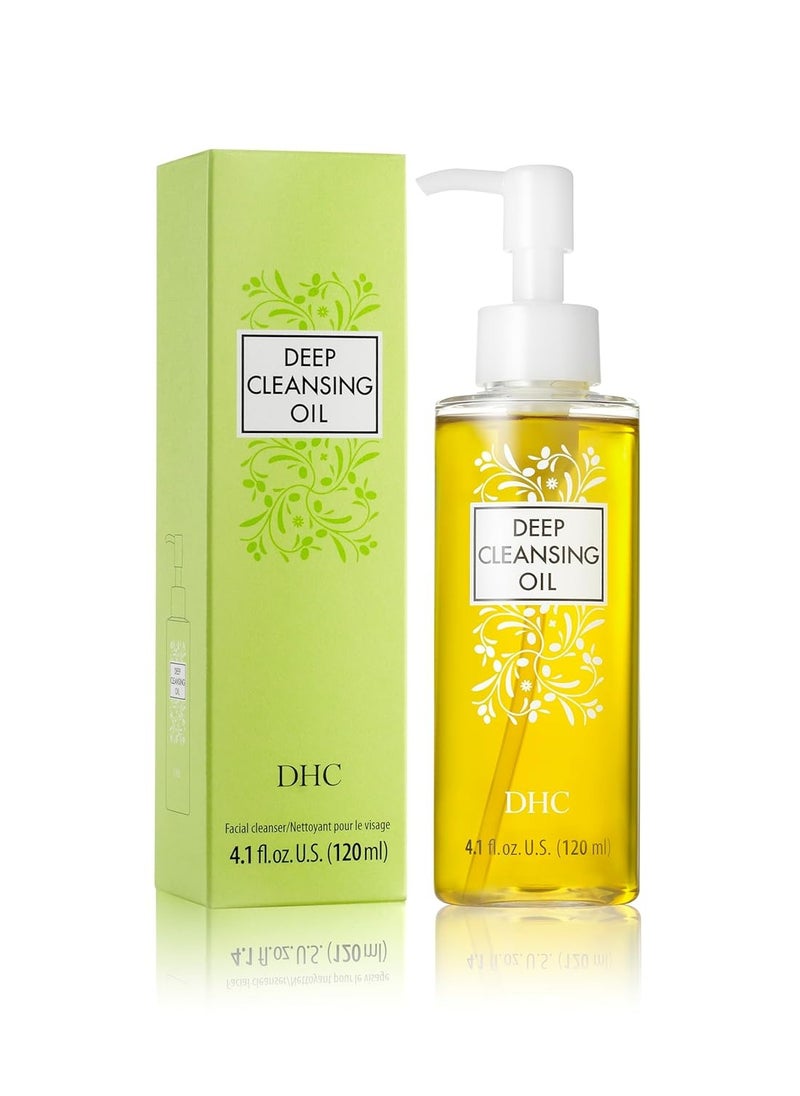 DHC Deep Cleansing Oil Medium, Facial Cleansing Oil, Makeup Remover, Cleanses without Clogging Pores, Residue-Free, Fragrance and Colorant Free, All Skin Types, 4.1 fl. oz.