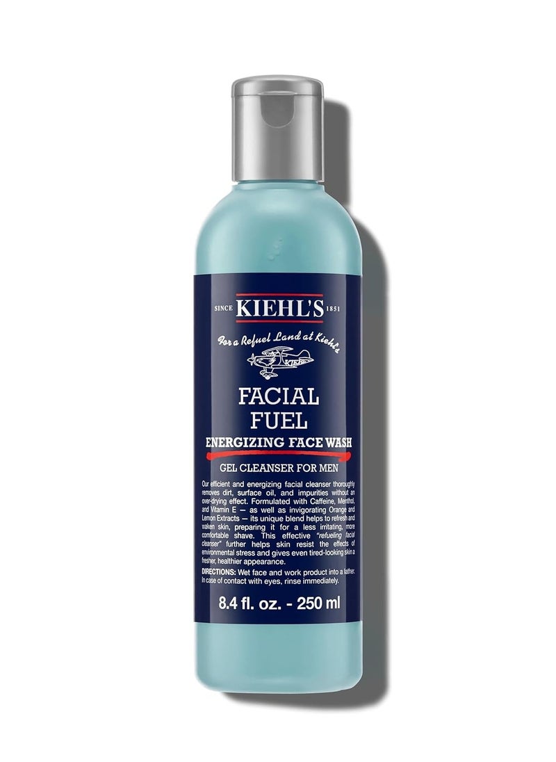 Kiehl's Facial Fuel Face Wash, Refreshing + Invigorating Men's Gel Cleanser, with Caffeine, Vitamin E and Menthol, Non-Drying Formula Moisturizes Skin, Great for Clogged Pores, for All Skin Types