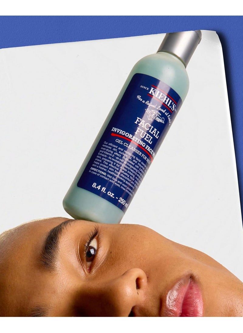 Kiehl's Facial Fuel Face Wash, Refreshing + Invigorating Men's Gel Cleanser, with Caffeine, Vitamin E and Menthol, Non-Drying Formula Moisturizes Skin, Great for Clogged Pores, for All Skin Types