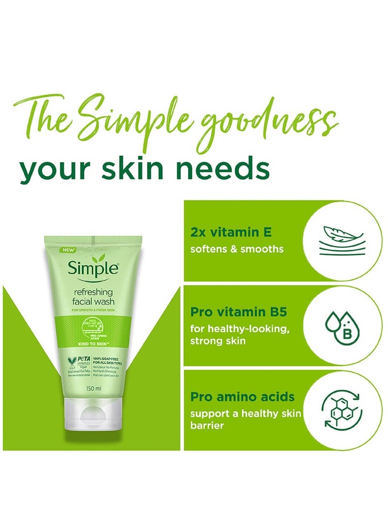 Simple Kind to Skin Refreshing Facial Wash Gel ,150 ml (5 Ounce)