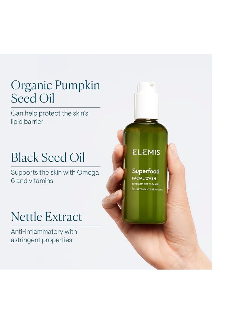 ELEMIS Superfood Facial Wash | Revitalizing Daily Prebiotic Gel Wash Gently Cleanses, Nourishes, and Balances Skin for a Fresh, Glowing Complexion