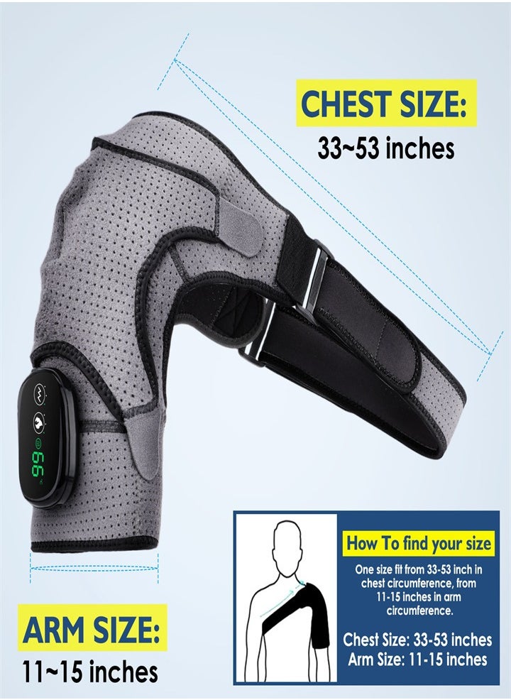 Cordless 3 in 1 Electric Shoulder Heating Pad, Heated Shoulder Straps with LED Display, 3 Level Support Braces, Relieve Arthritis Joint Injury Pain, Healthy Relaxation (Black)