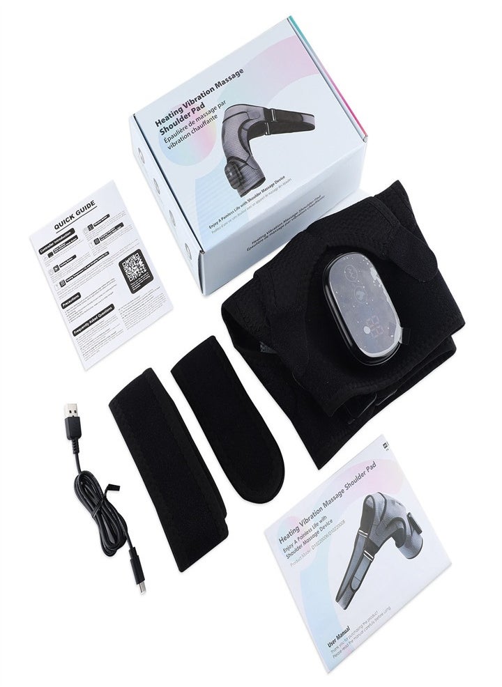 Cordless 3 in 1 Electric Shoulder Heating Pad, Heated Shoulder Straps with LED Display, 3 Level Support Braces, Relieve Arthritis Joint Injury Pain, Healthy Relaxation (Black)