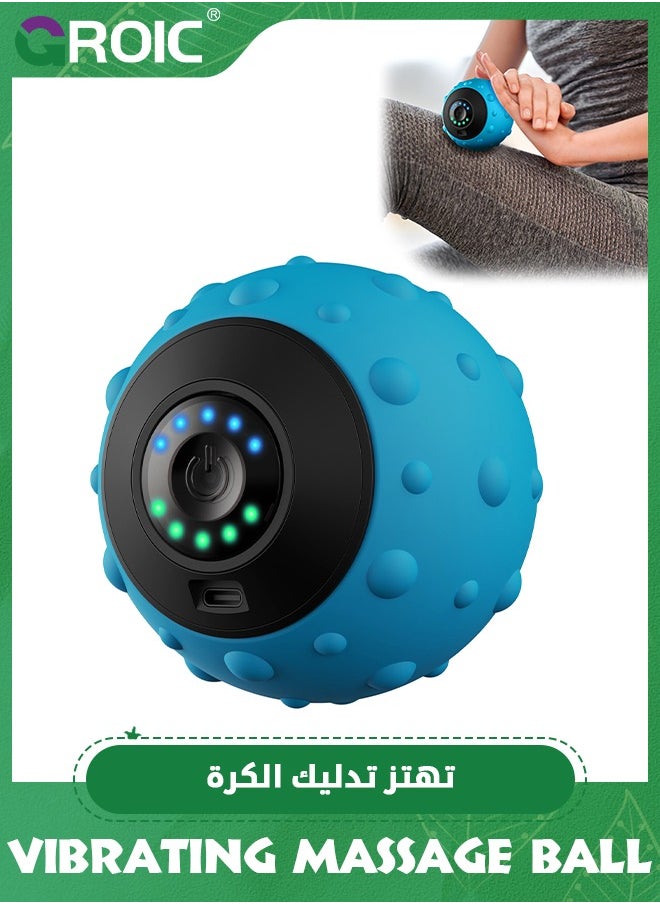 Blue Quick Charge Fitness Vibrating Massage Ball,USB-C Charging One Button to Control 5 Levels Adjustbale for Neck, Shoulder, Back, arm, Breast