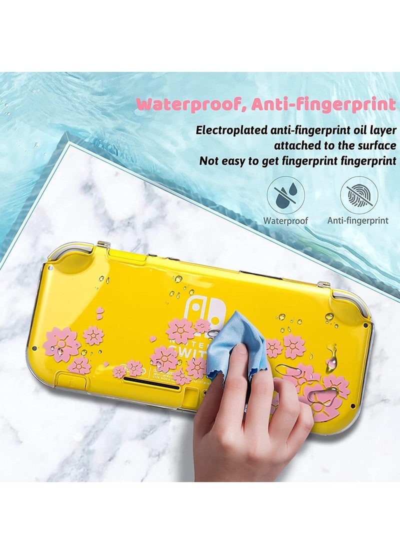 Protective Case for Switch Lite Clear Hard PC Cover Split Design Shockproof Anti-Scratch Shell Accessories for Joycon Controller with ShockAbsorption Pink Sakura