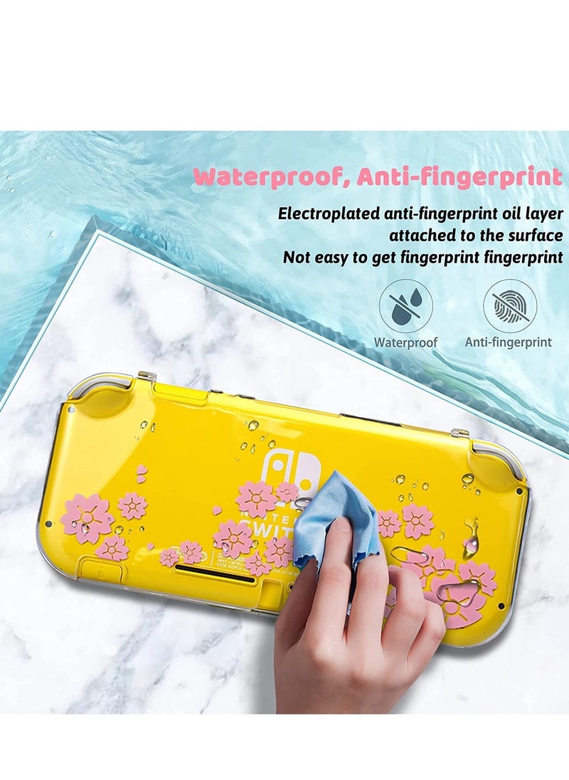 Protective Case for Switch Lite Clear Hard PC Cover Split Design Shockproof Anti-Scratch Shell Accessories for Joycon Controller with ShockAbsorption Pink Sakura