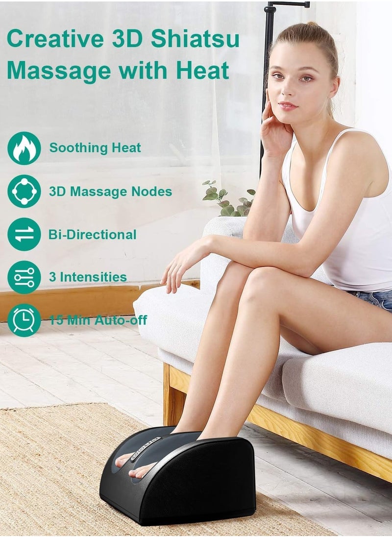 HOUMT Electric Foot Massager with Heating Function, Foot and Calf Massager with Massage Roller Relaxes Leg Muscles Improves Blood Circulation Deep Tissue Massager for Foot Gift for Mom Dad and Friends