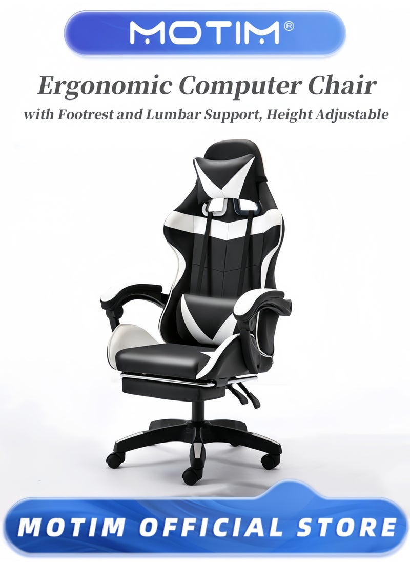 Gaming Chair Computer Chair with Footrest and Lumbar Support Height Adjustable 360° Swivel Seat