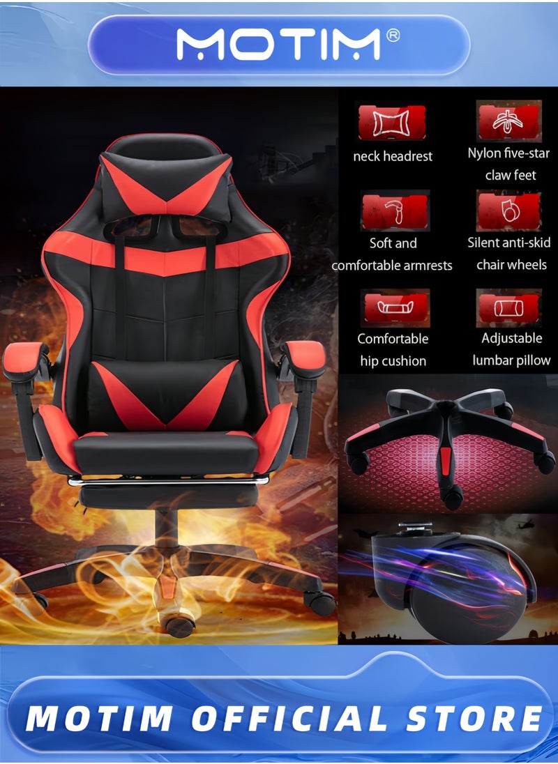 Gaming Chair Computer Chair with Footrest and Lumbar Support Height Adjustable 360° Swivel Seat