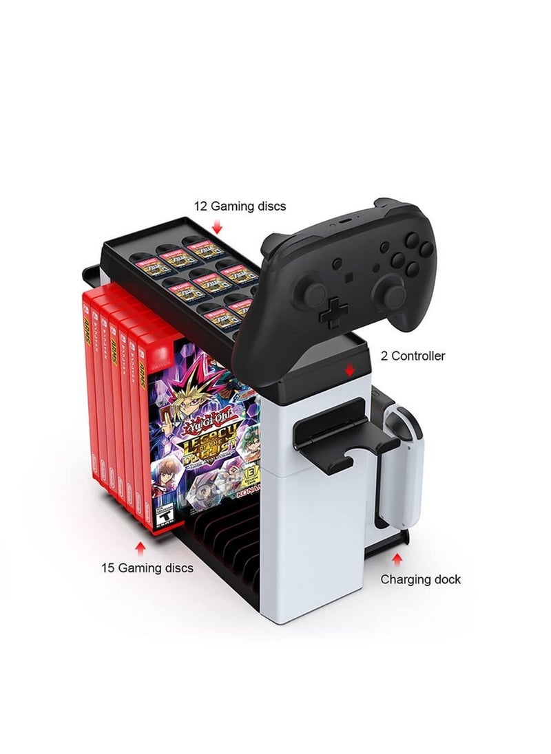 For Nintendo Switch OLED Base Bracket Tower Stand Game Card Disc Multi-function Storage Bracket Base Controller Holder 2022