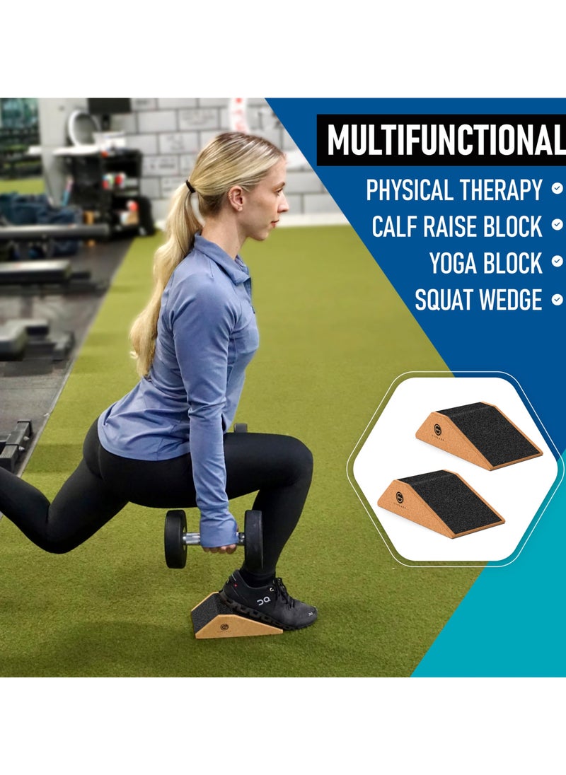 Squat Wedge Block 2 Pcs Non Slip Professional Squat Ramp - Non Slip Heel Elevated Squat Wedge and Calf Raise Block, for Squats to Avoid Muscle Strain and Optimize Squat Form