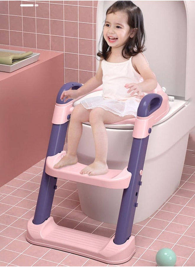 Foldable Toilet Training Seat With Adjustable Step Stool Ladder