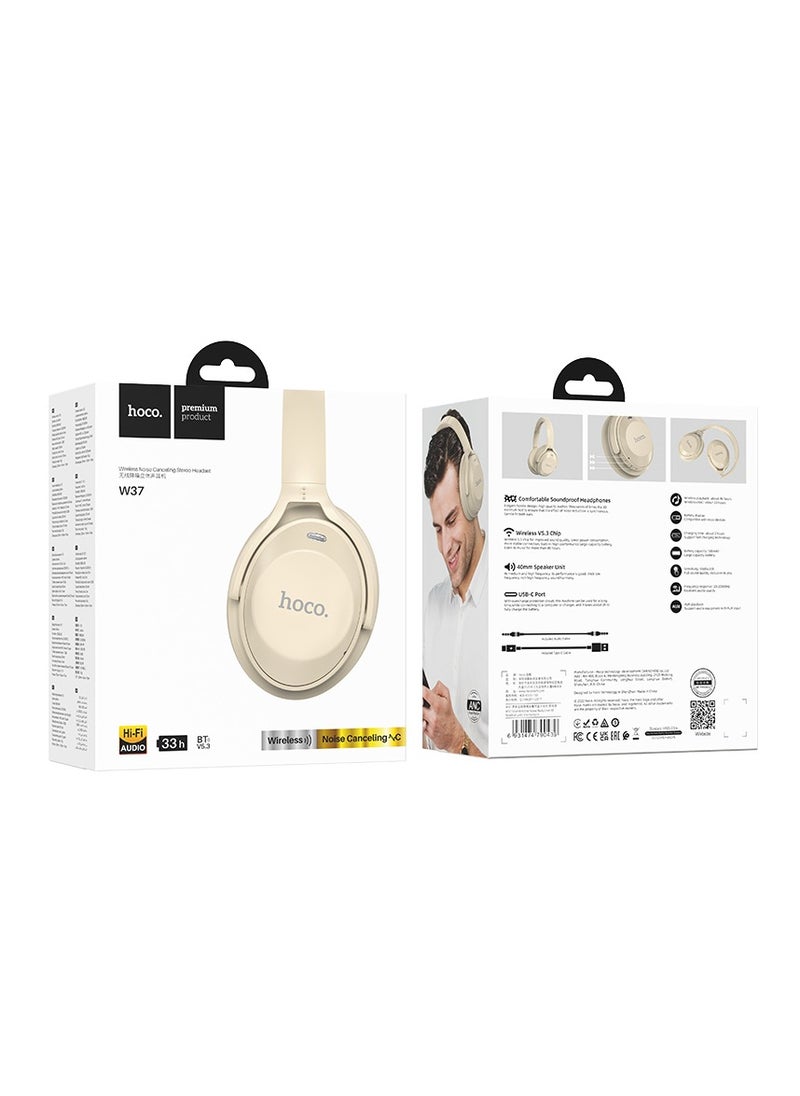 hoco. W37 Sound Active Noise Reduction Bluetooth Headset – ANC, 46-Hour Playback, and AUX Mode