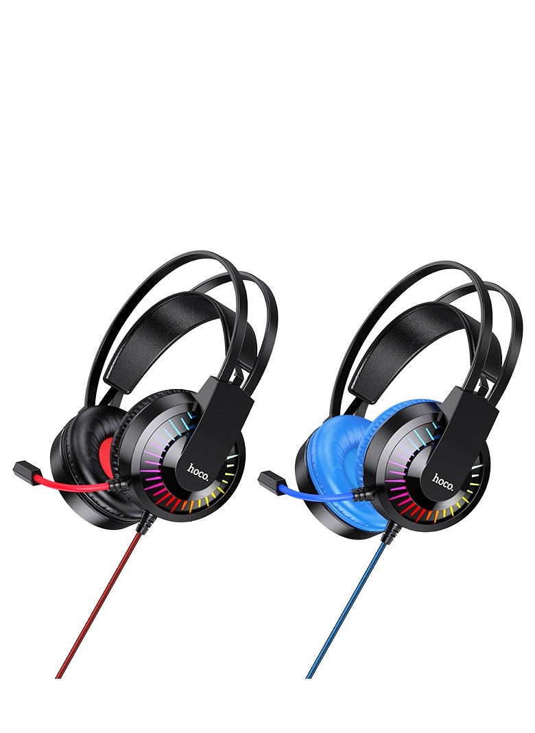 hoco. W105 Over-Ear Gaming Headset – LED Lighting, 40mm Drivers, and Dual Audio Port Support Headphones