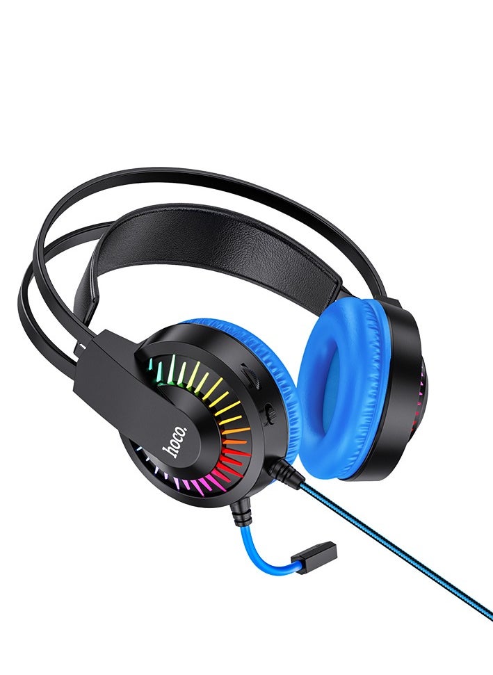 hoco. W105 Over-Ear Gaming Headset – LED Lighting, 40mm Drivers, and Dual Audio Port Support Headphones