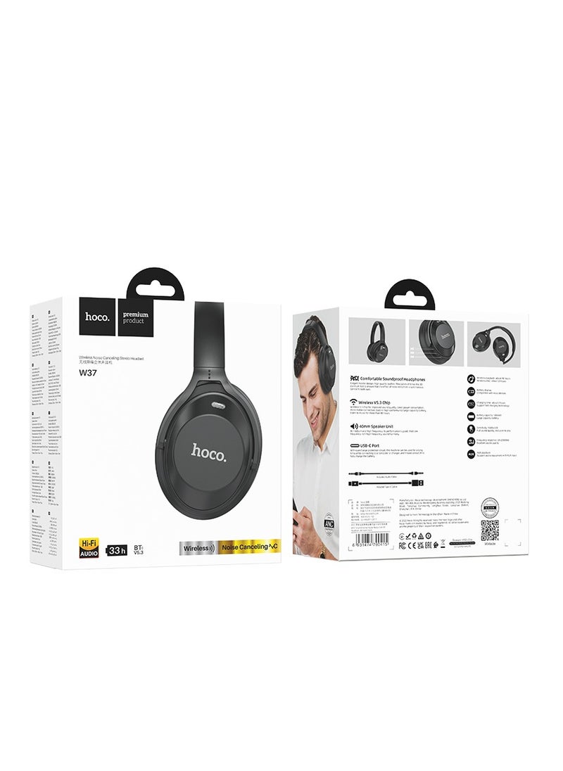 hoco. W37 Sound Active Noise Reduction Bluetooth Headset – ANC, 46-Hour Playback, and AUX Mode