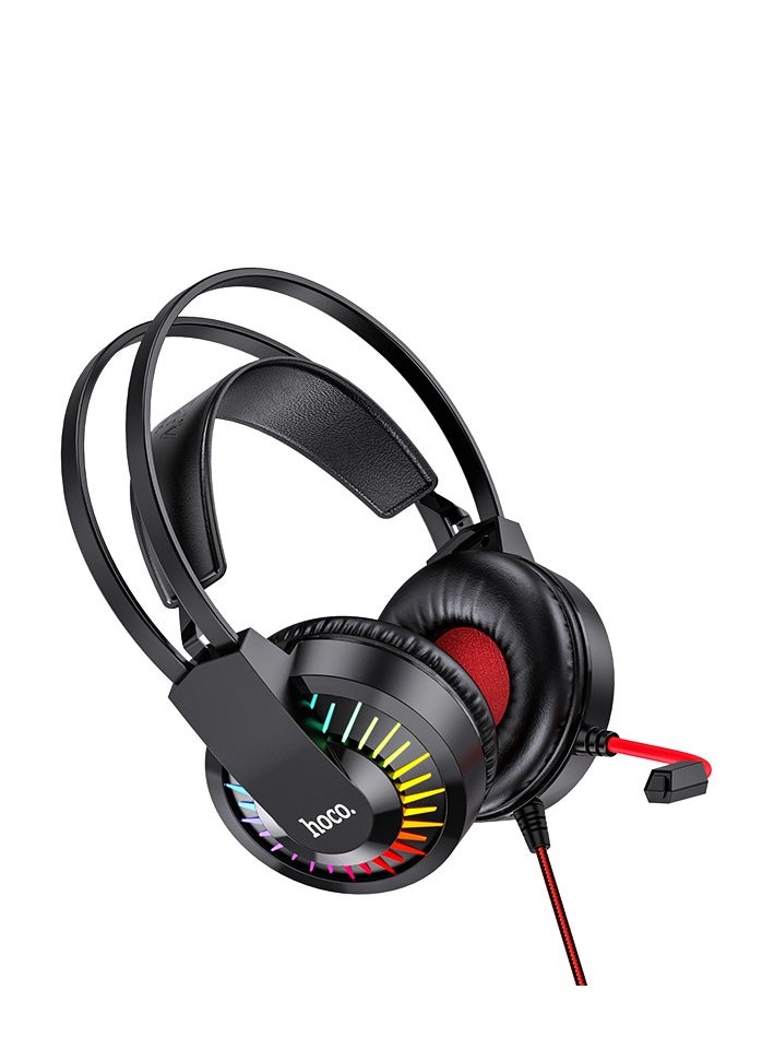 hoco. W105 Over-Ear Gaming Headset – LED Lighting, 40mm Drivers, and Dual Audio Port Support Headphones