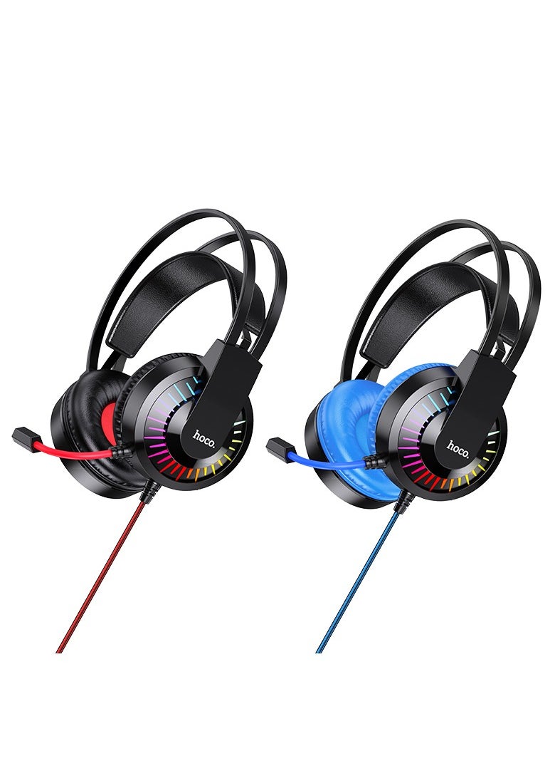 hoco. W105 Over-Ear Gaming Headset – LED Lighting, 40mm Drivers, and Dual Audio Port Support Headphones