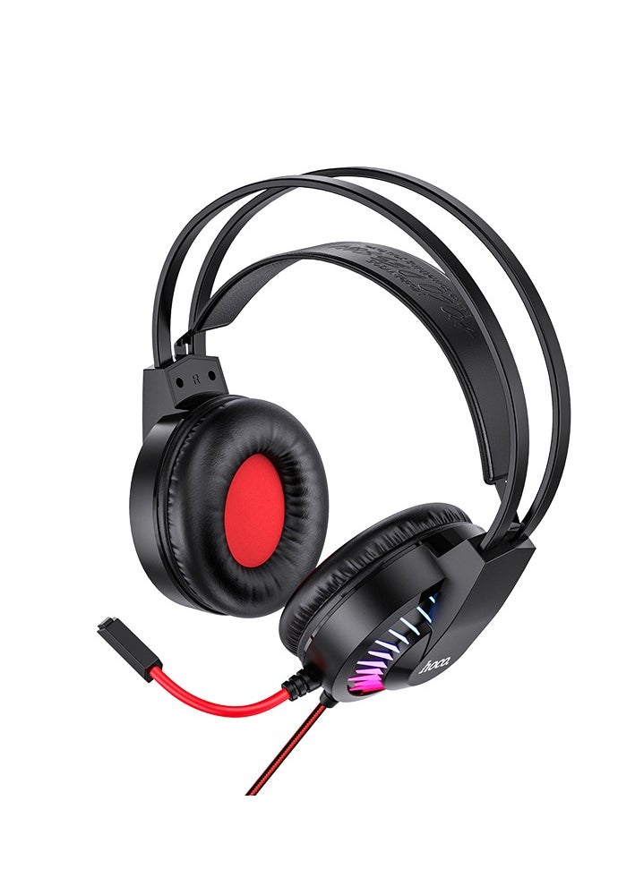 hoco. W105 Over-Ear Gaming Headset – LED Lighting, 40mm Drivers, and Dual Audio Port Support Headphones