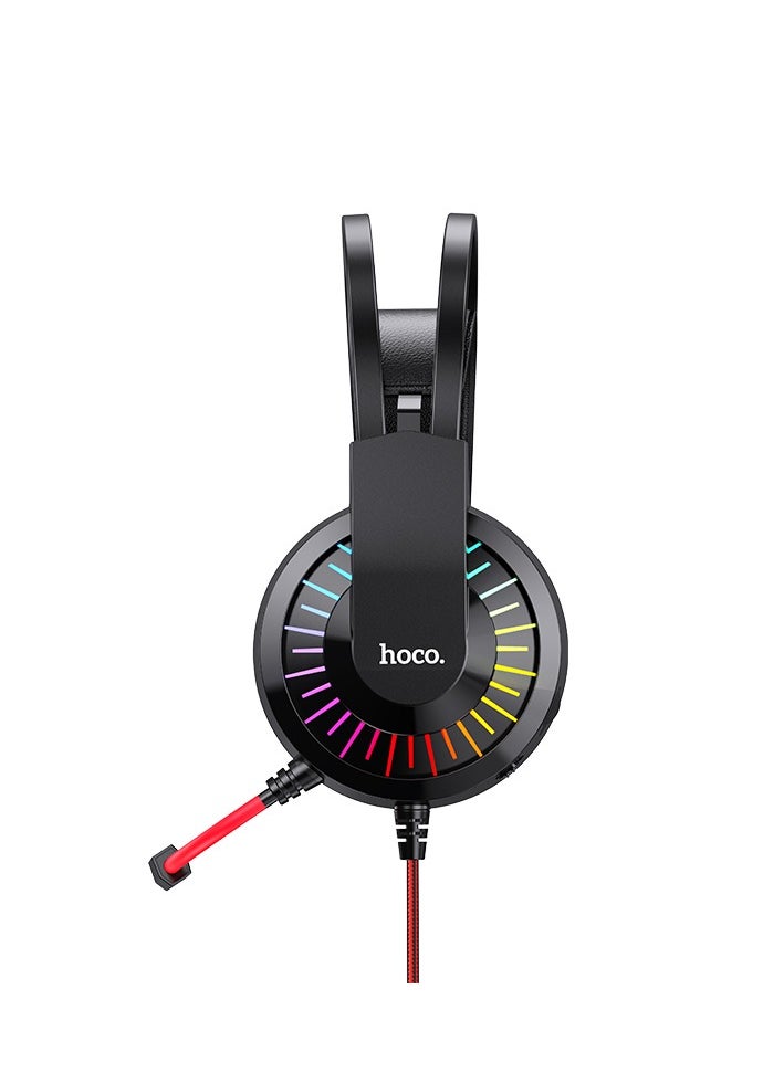 hoco. W105 Over-Ear Gaming Headset – LED Lighting, 40mm Drivers, and Dual Audio Port Support Headphones