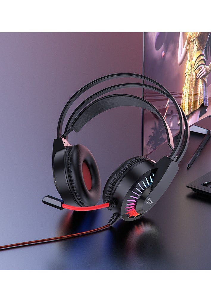 hoco. W105 Over-Ear Gaming Headset – LED Lighting, 40mm Drivers, and Dual Audio Port Support Headphones