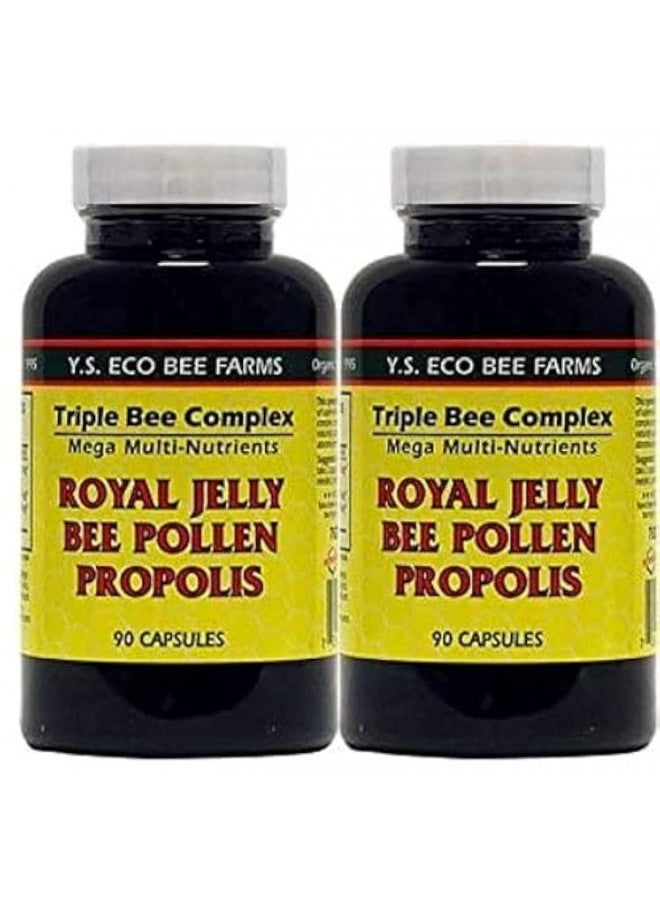 Triple Bee Complex, Royal Jelly, Bee Pollen, Propolis -90 Caps -2 Pack